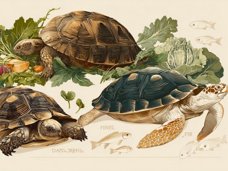 Ilustrovani prikaz tri vrste kornjača i njihova ishrana